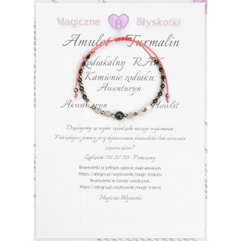 Bransoletka celebrytka TURMALIN + znak zodiaku RAK zodiak